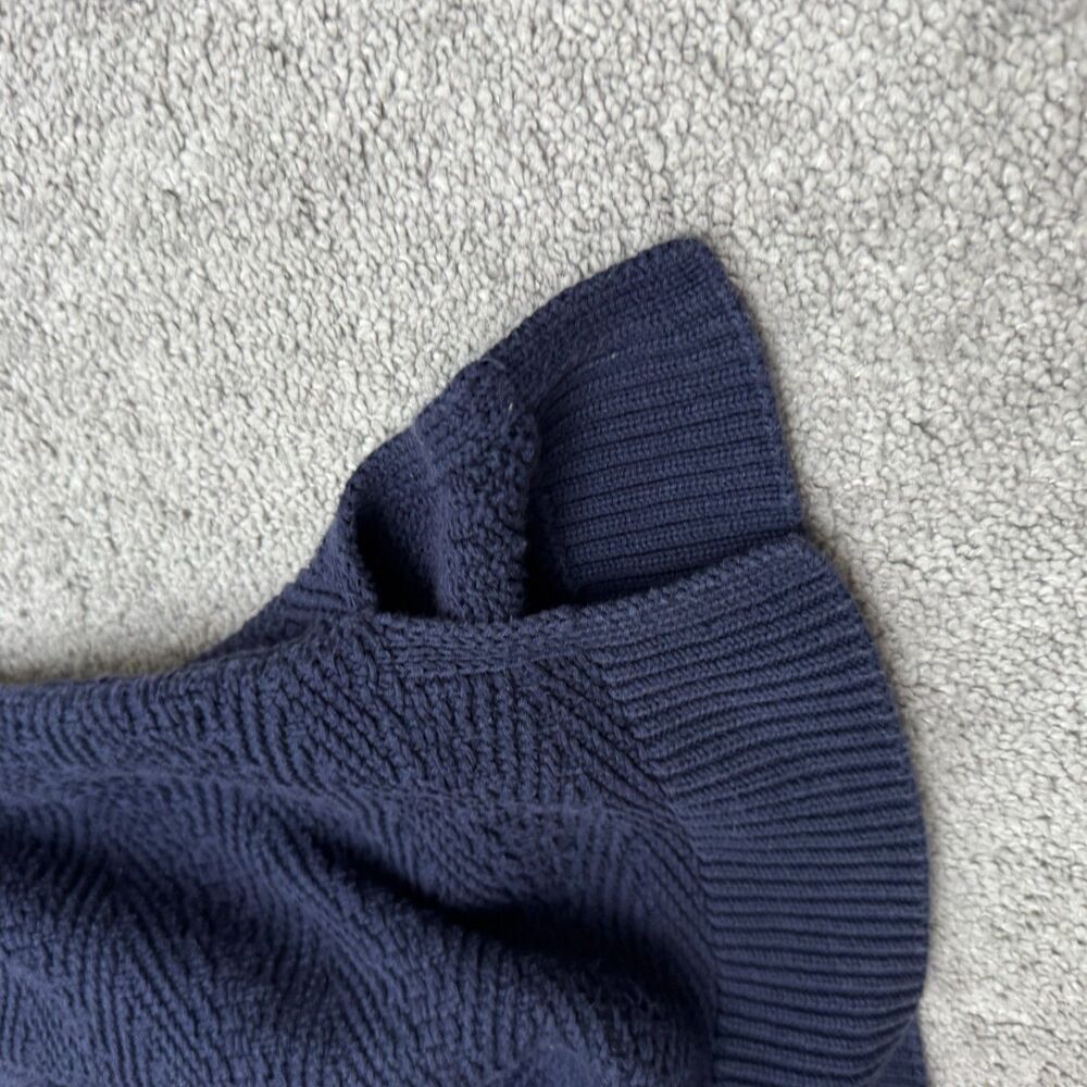 Athleta Sunset Lace Up Pullover Textured Knit Sweater Women XL Navy Blue Chevron - Picture 7 of 12